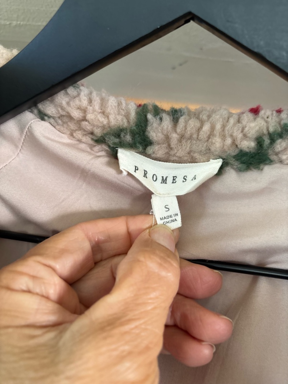 Cozy Teddy Plush Fleece, Oversized, PROMESA, Floral, Half-Zip Pullover, Fall S - Picture 5 of 16